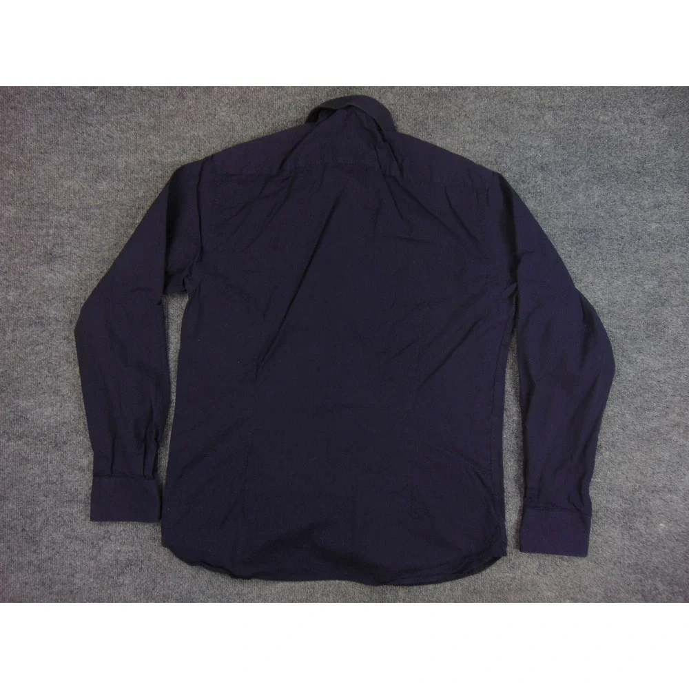 Neiman Marcus Shirt Mens Large Navy Blue Button Down Long Sleeve Cotton Dress‎